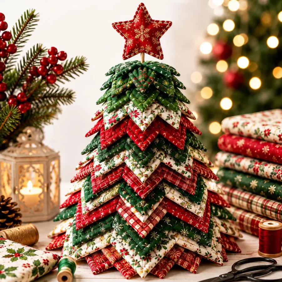 Layered Quilted Christmas Tree Pattern PDF