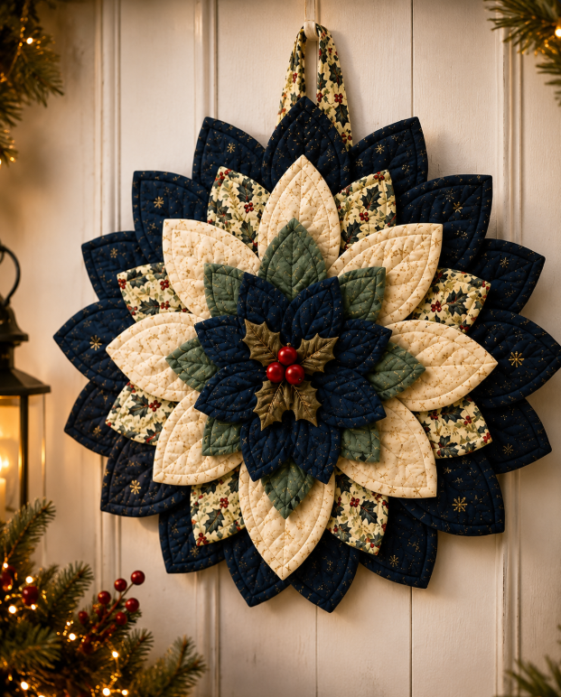 Christmas Midnight Bloom Wreath Quilt Pattern PDF