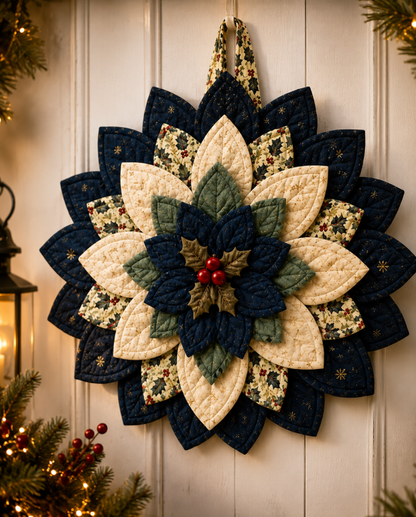 Christmas Midnight Bloom Wreath Quilt Pattern PDF