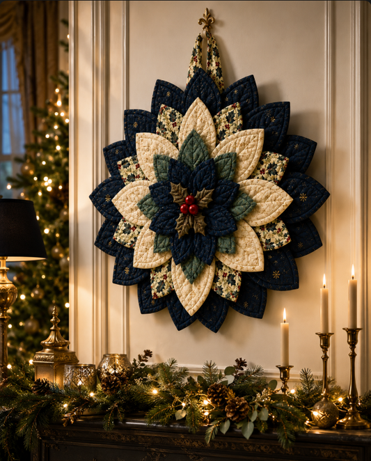 Christmas Midnight Bloom Wreath Quilt Pattern PDF