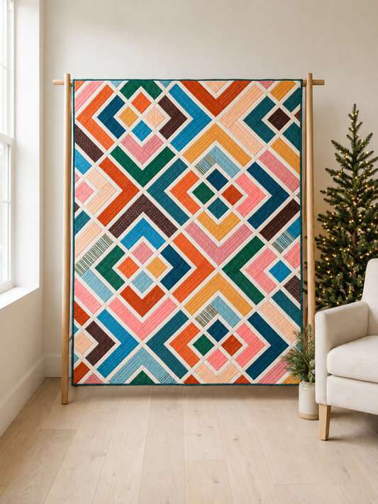 Diagonal Log Cabin Quilt Pattern PDF