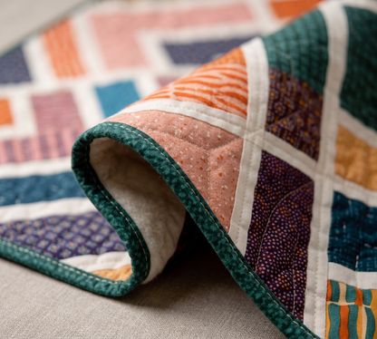 Diagonal Log Cabin Quilt Pattern PDF – Colorful Geometric Patchwork | Instant Download
