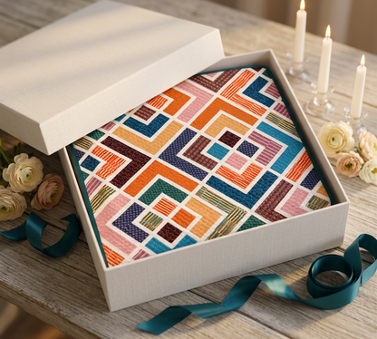 Diagonal Log Cabin Quilt Pattern PDF – Colorful Geometric Patchwork | Instant Download