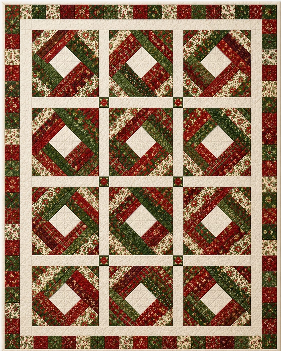 Diamond Log Cabin Quilt Pattern PDF