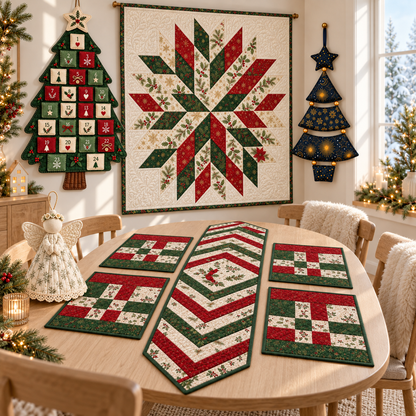 Christmas pattern bundle displayed in a bright Scandinavian dining room