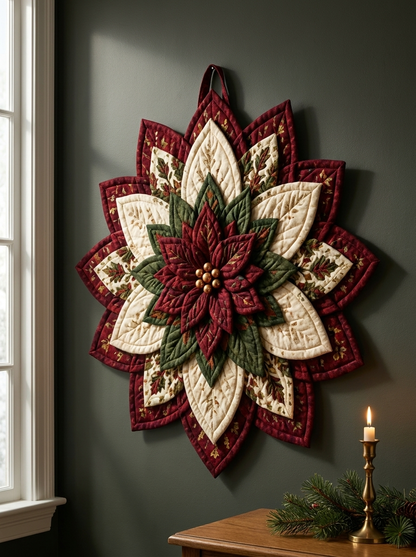 Poinsettia Star Christmas Quilt Pattern PDF