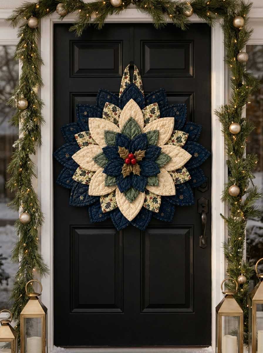 Christmas Midnight Bloom Wreath Quilt Pattern PDF