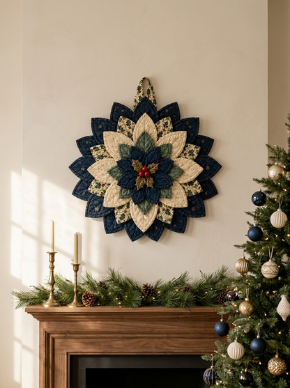 Christmas Midnight Bloom Wreath Quilt Pattern PDF
