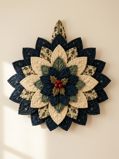Christmas Midnight Bloom Wreath Quilt Pattern PDF