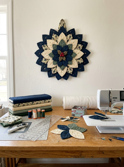 Christmas Midnight Bloom Wreath Quilt Pattern PDF