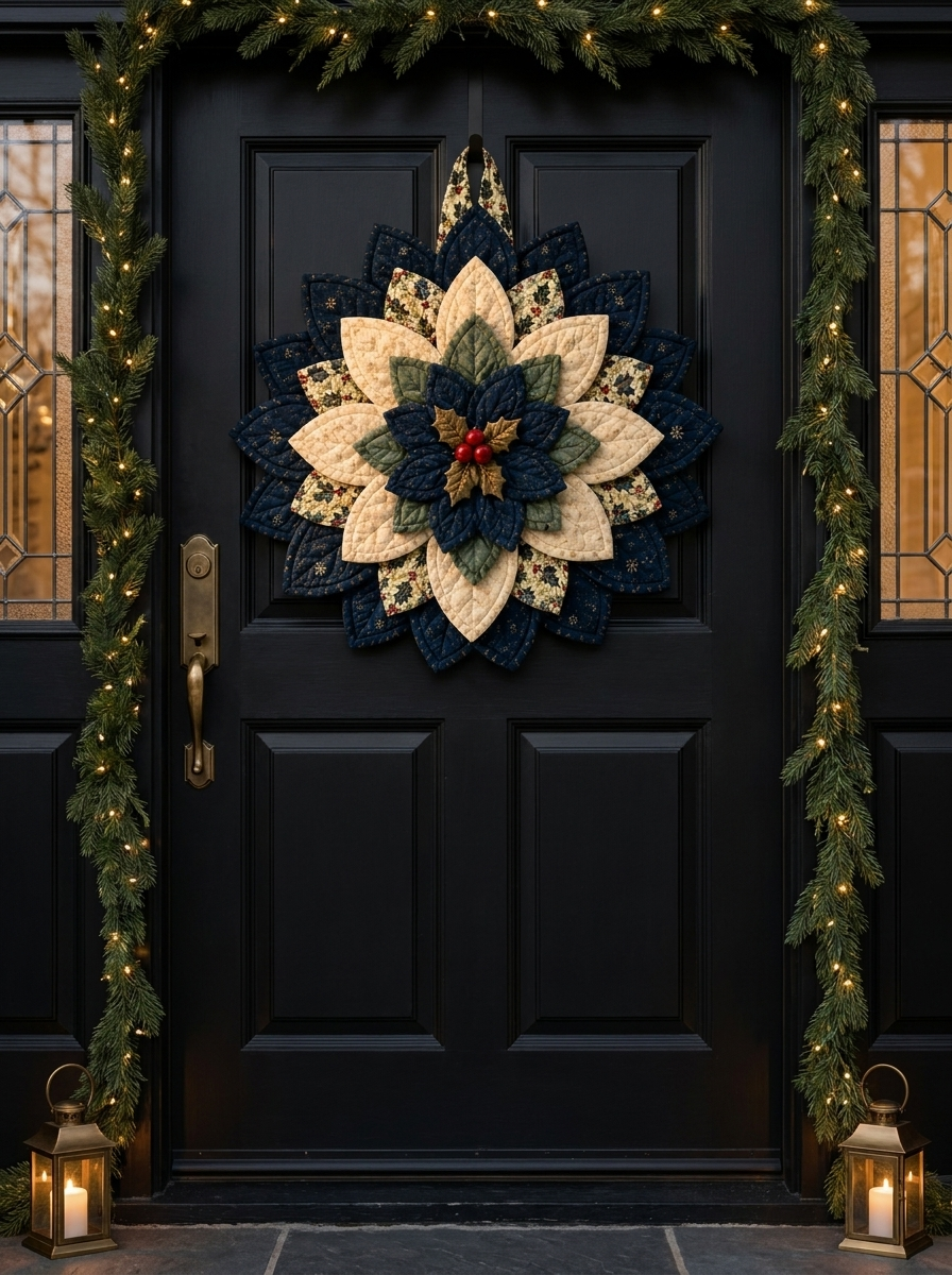 Christmas Midnight Bloom Wreath Quilt Pattern PDF