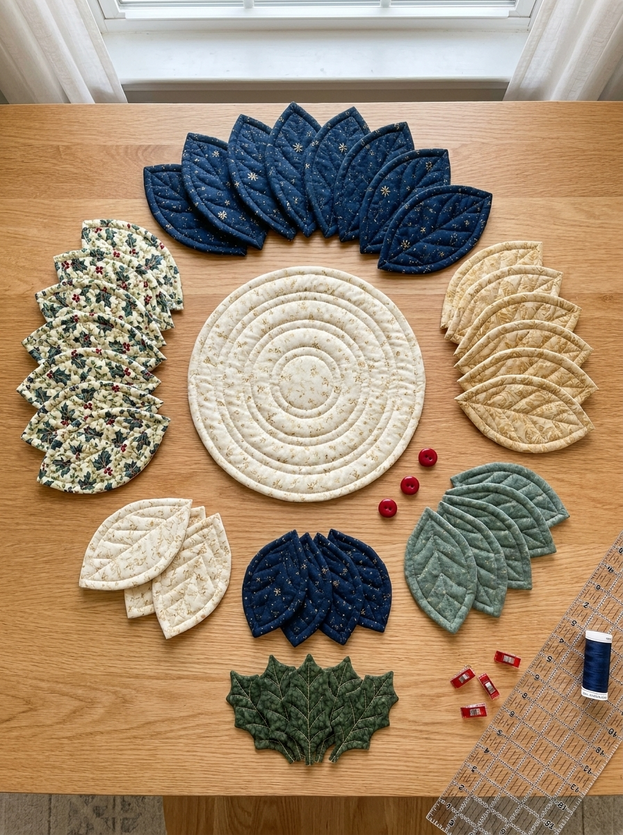 Christmas Midnight Bloom Wreath Quilt Pattern PDF