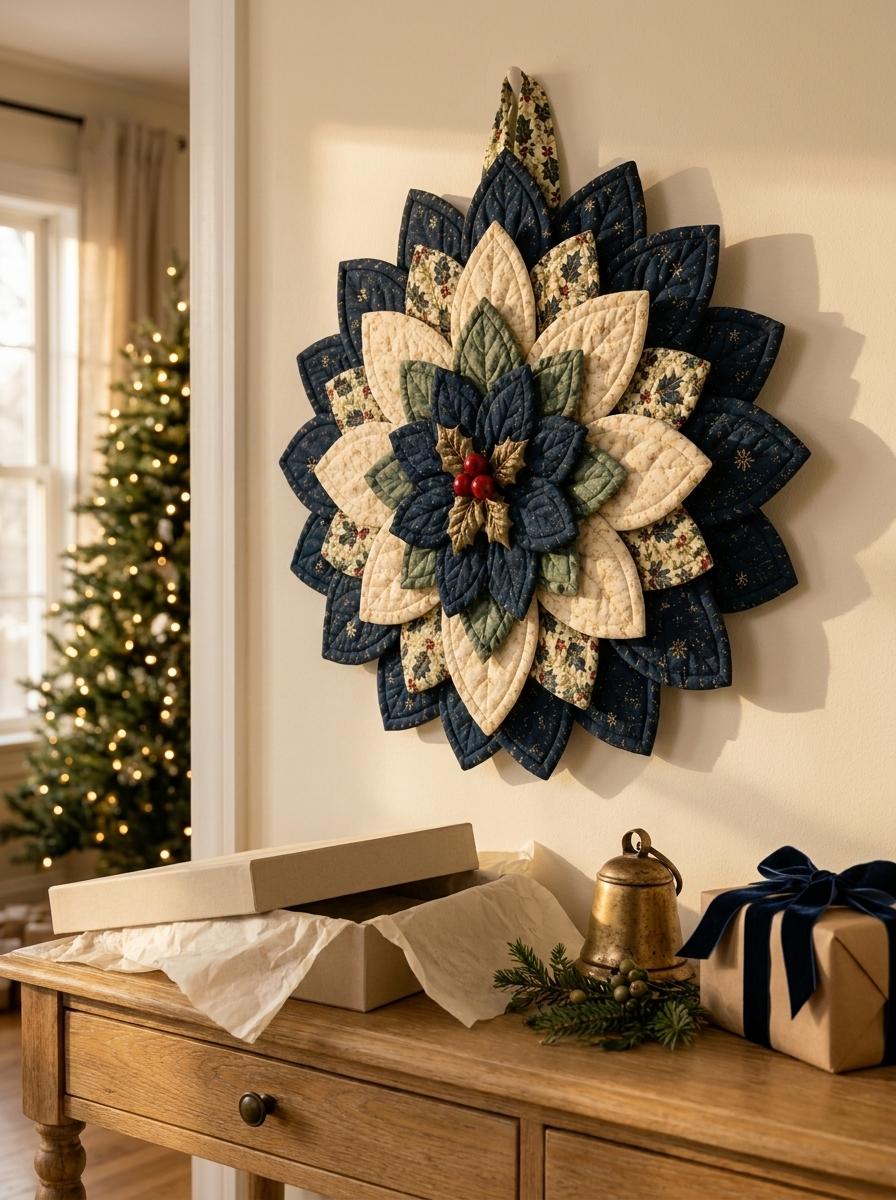 Christmas Midnight Bloom Wreath Quilt Pattern PDF