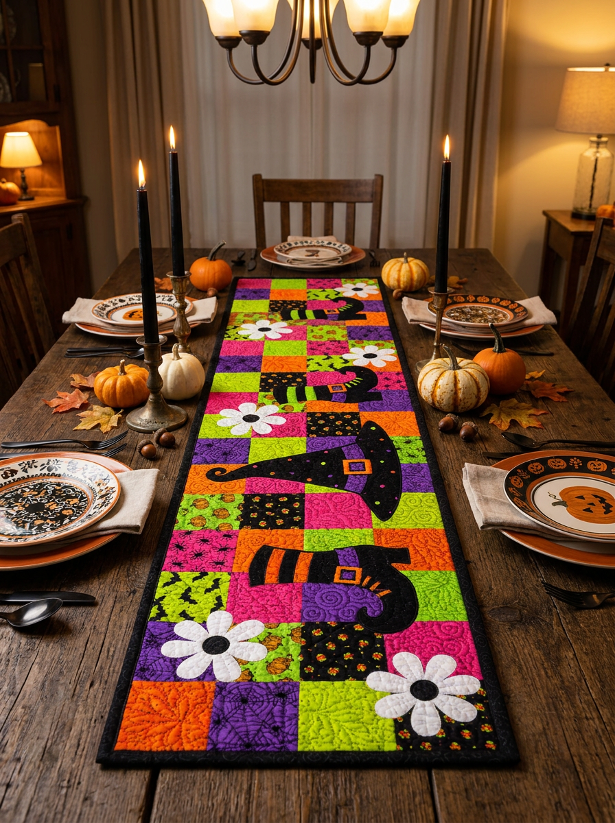 Halloween Witch Hat & Boots Table Runner Pattern