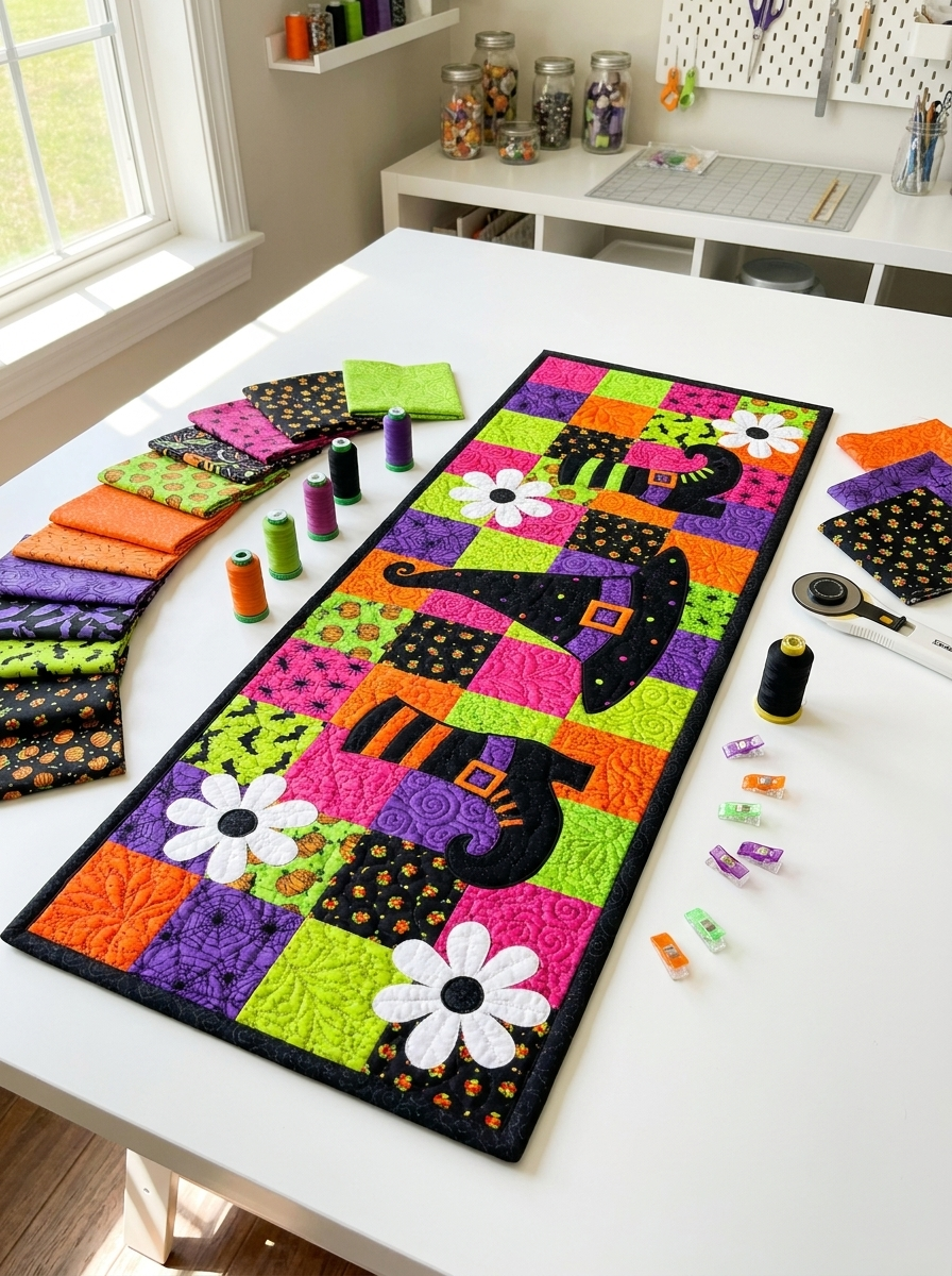 Halloween Witch Hat & Boots Table Runner Pattern