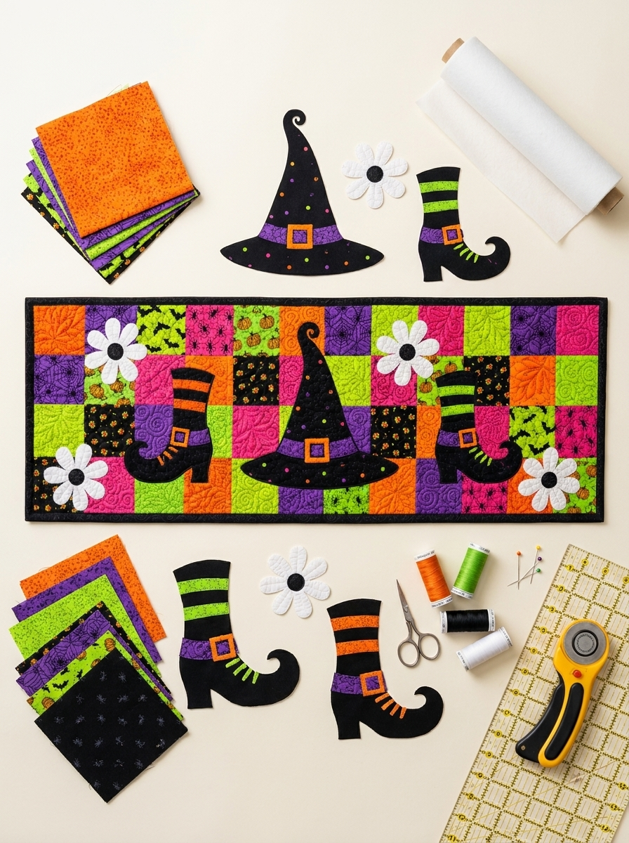 Halloween Witch Hat & Boots Table Runner Pattern