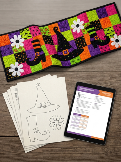 Halloween Witch Hat & Boots Table Runner Pattern