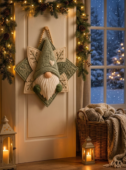 Scandinavian Quilted Gnome Star Door Hanger Sewing Pattern PDF