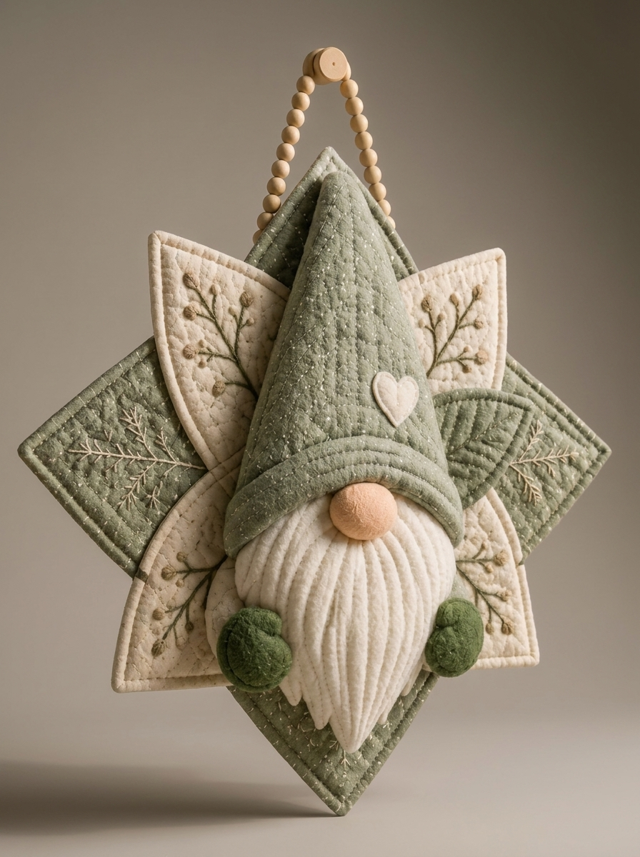 Scandinavian Quilted Gnome Star Door Hanger Sewing Pattern PDF