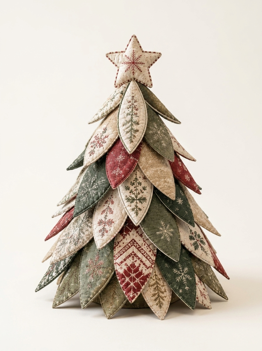 Layered Quilted Petal Christmas Tree Sewing Pattern PDF