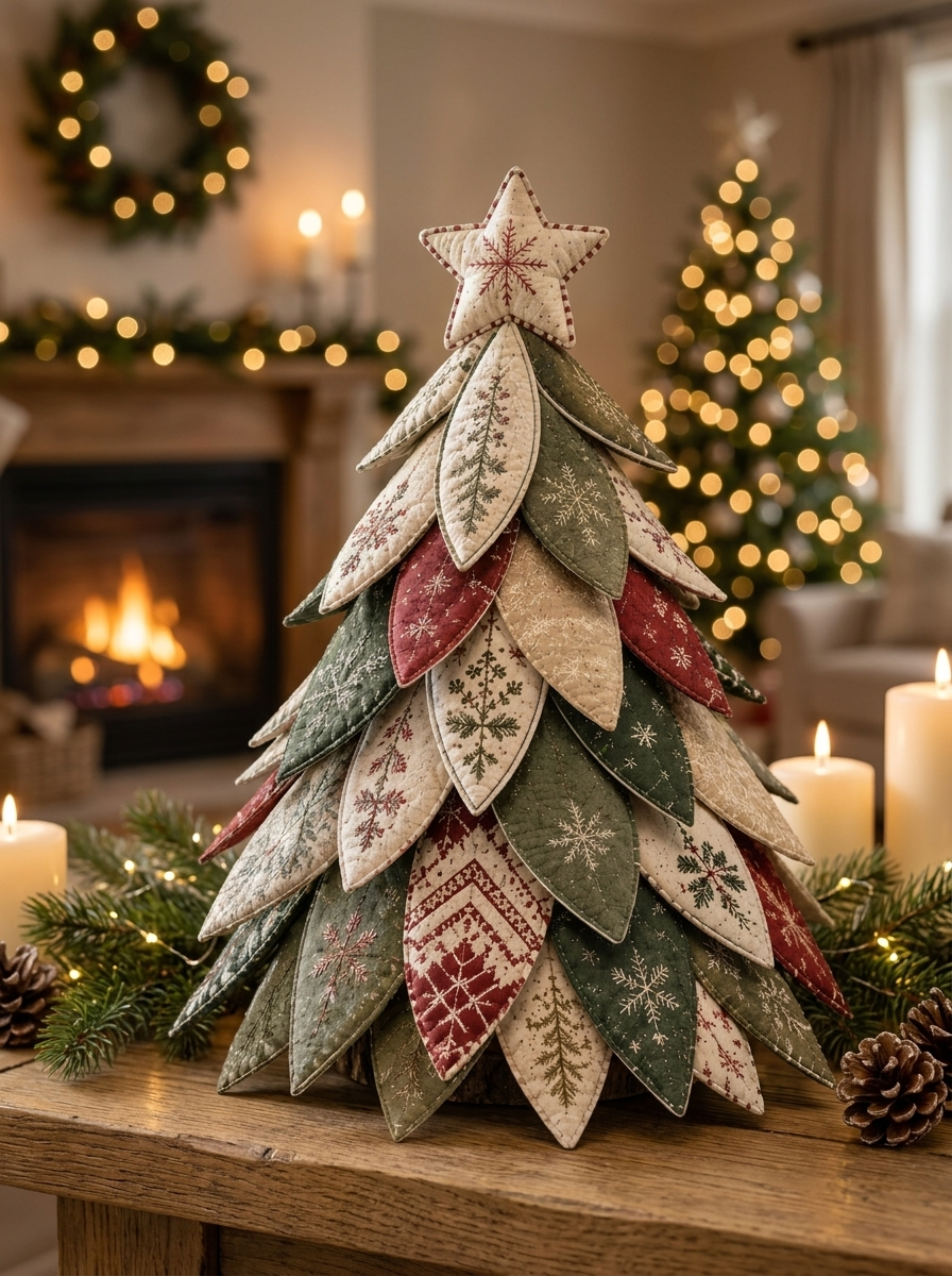 Layered Quilted Petal Christmas Tree Sewing Pattern PDF