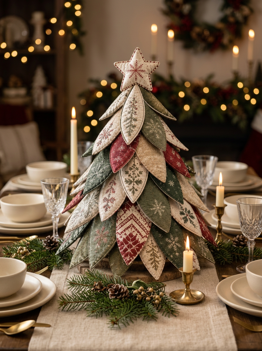 Layered Quilted Petal Christmas Tree Sewing Pattern PDF