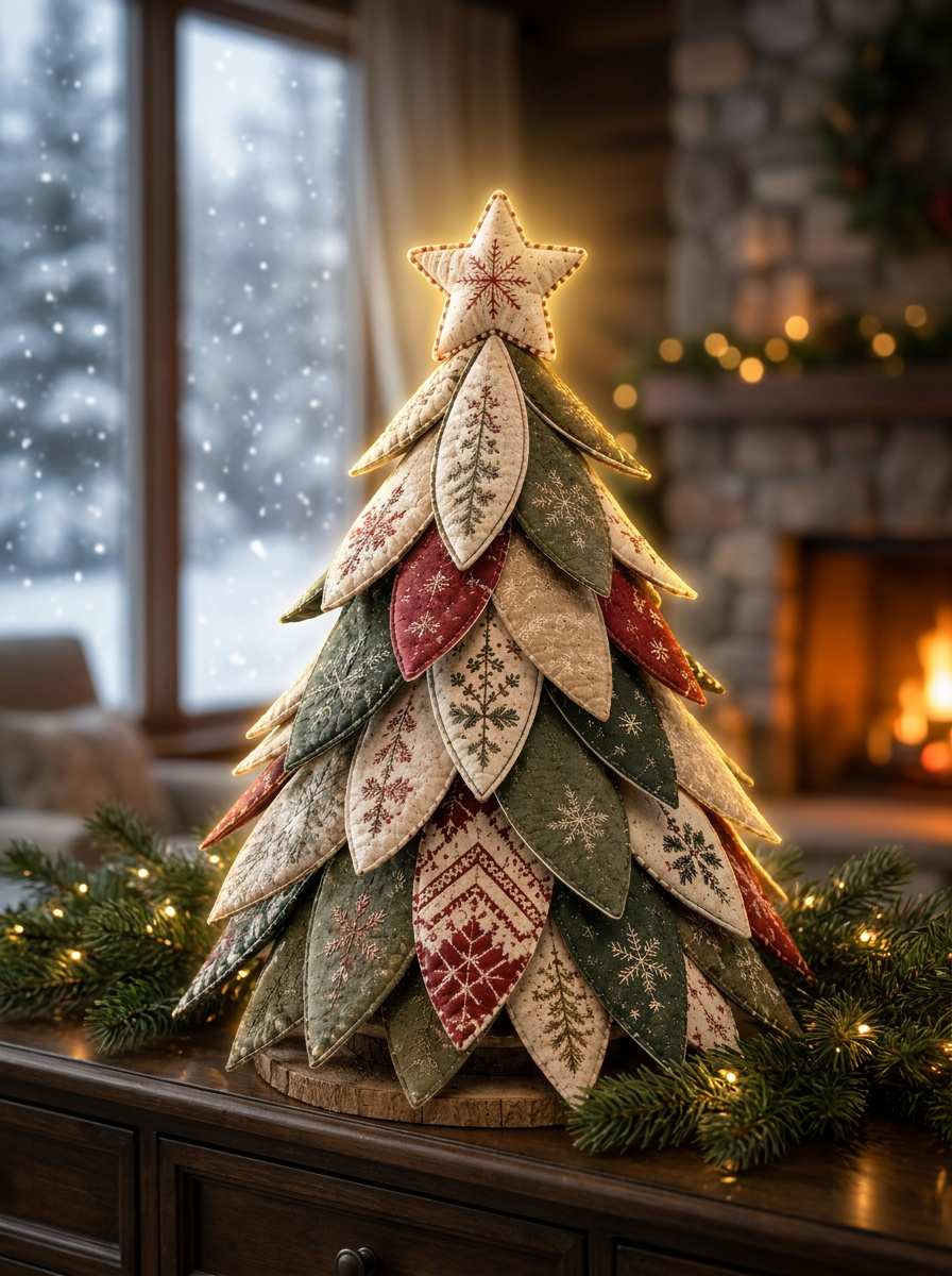 Layered Quilted Petal Christmas Tree Sewing Pattern PDF