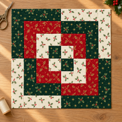 Holly Heritage Christmas Quilt Block – included in Christmas Pattern Bundle 5