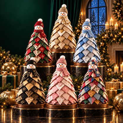 Layered Quilted Christmas Tree with Snowman Topper
